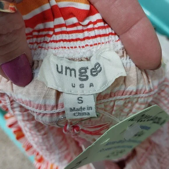 4394 Size Small UMGEE Orange Stripe Jumpsuit New With Tags. - Picture 4 of 5